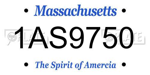 1AS9750 Massachusetts License Plate