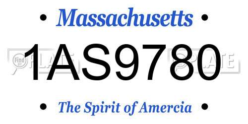1AS9780 Massachusetts License Plate