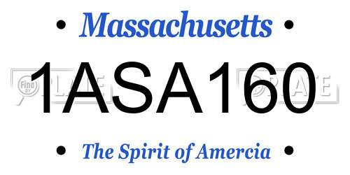 1ASA160 Massachusetts License Plate
