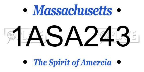 1ASA243 Massachusetts License Plate