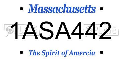 1ASA442 Massachusetts License Plate