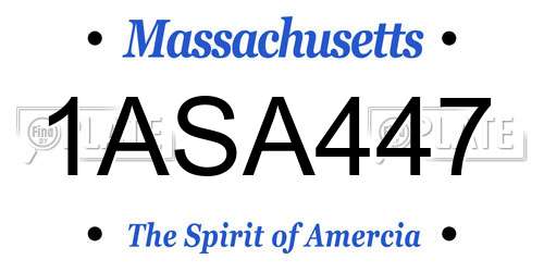 1ASA447 Massachusetts License Plate