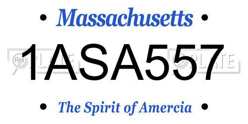 1ASA557 Massachusetts License Plate