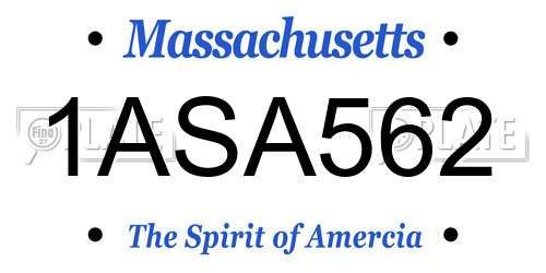1ASA562 Massachusetts License Plate