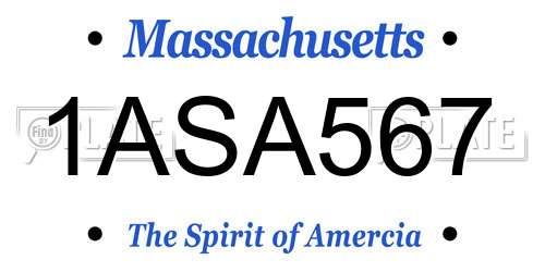 1ASA567 Massachusetts License Plate