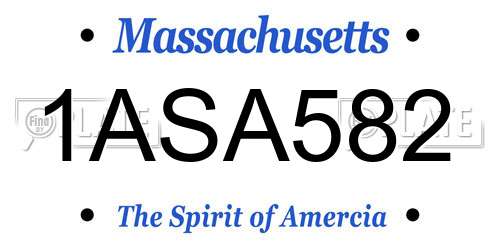 1ASA582 Massachusetts License Plate