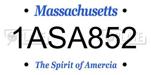 1ASA852 Massachusetts License Plate