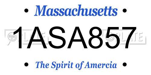 1ASA857 Massachusetts License Plate