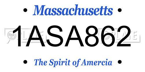 1ASA862 Massachusetts License Plate