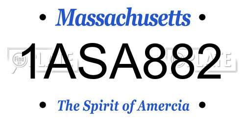 1ASA882 Massachusetts License Plate