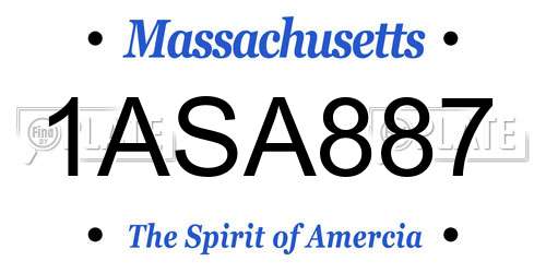 1ASA887 Massachusetts License Plate