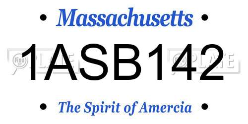 1ASB142 Massachusetts License Plate