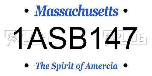 1ASB147 Massachusetts License Plate