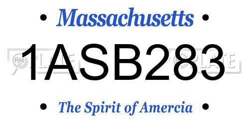 1ASB283 Massachusetts License Plate