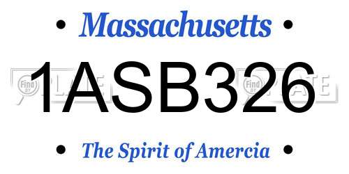 1ASB326 Massachusetts License Plate
