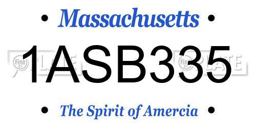 1ASB335 Massachusetts License Plate