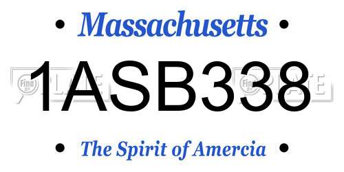 1ASB338 Massachusetts License Plate