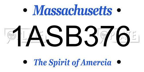 1ASB376 Massachusetts License Plate