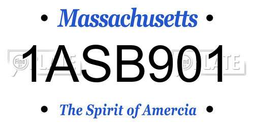 1ASB901 Massachusetts License Plate