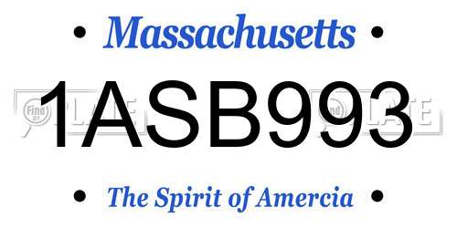 1ASB993 Massachusetts License Plate