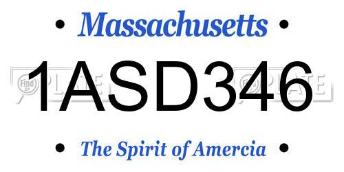 1ASD346 Massachusetts License Plate