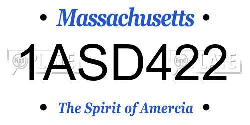 1ASD422 Massachusetts License Plate