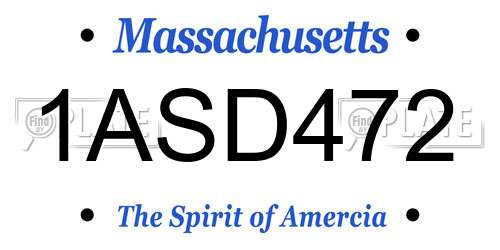 1ASD472 Massachusetts License Plate