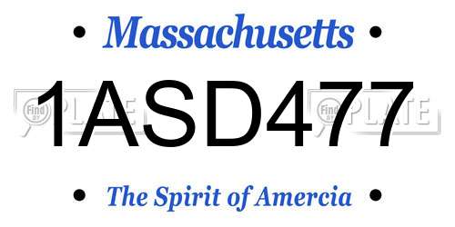 1ASD477 Massachusetts License Plate