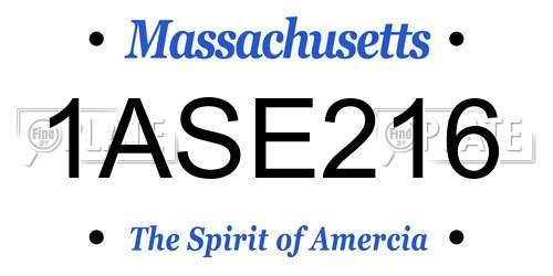 1ASE216 Massachusetts License Plate