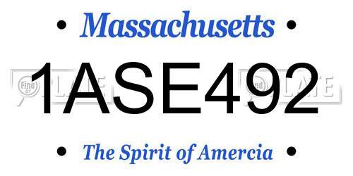 1ASE492 Massachusetts License Plate