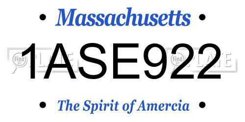 1ASE922 Massachusetts License Plate