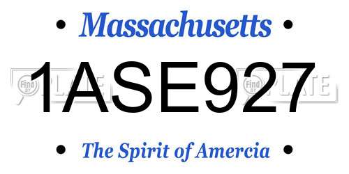 1ASE927 Massachusetts License Plate