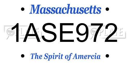 1ASE972 Massachusetts License Plate