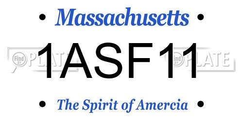 1ASF11 Massachusetts License Plate