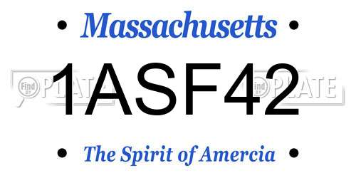 1ASF42 Massachusetts License Plate