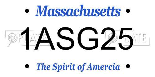 1ASG25 Massachusetts License Plate