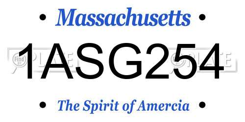 1ASG254 Massachusetts License Plate