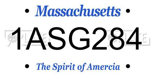 1ASG284 Massachusetts License Plate