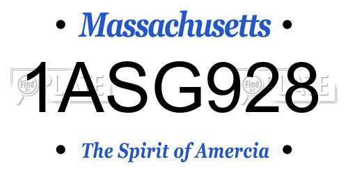 1ASG928 Massachusetts License Plate