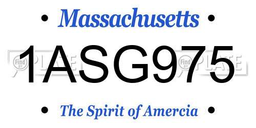 1ASG975 Massachusetts License Plate