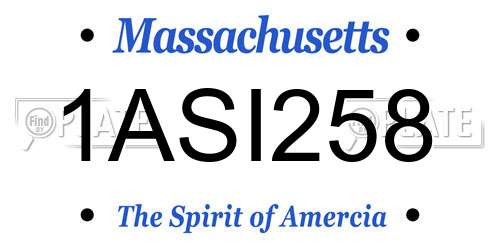 1ASI258 Massachusetts License Plate