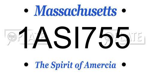 1ASI755 Massachusetts License Plate