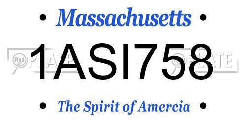 1ASI758 Massachusetts License Plate