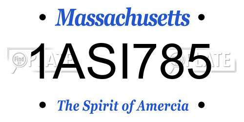 1ASI785 Massachusetts License Plate