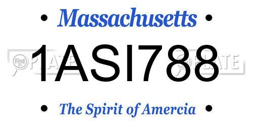 1ASI788 Massachusetts License Plate