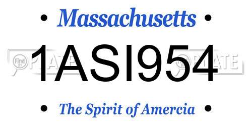 1ASI954 Massachusetts License Plate