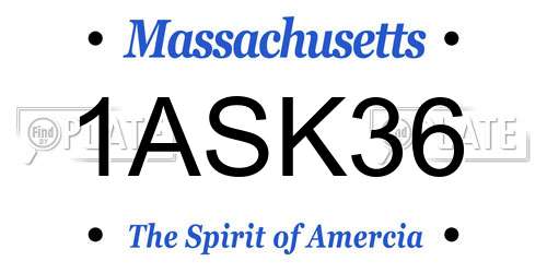 1ASK36 Massachusetts License Plate