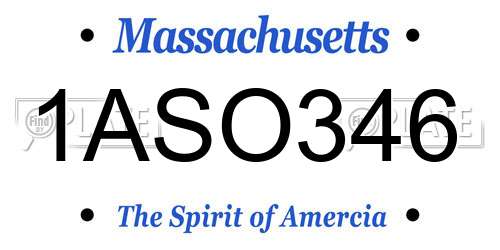 1ASO346 Massachusetts License Plate