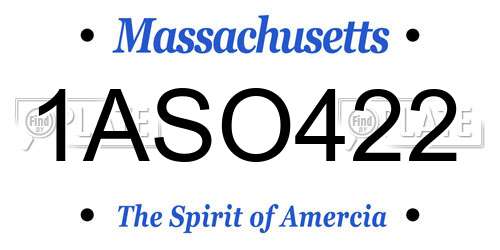 1ASO422 Massachusetts License Plate