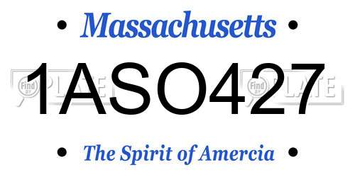 1ASO427 Massachusetts License Plate